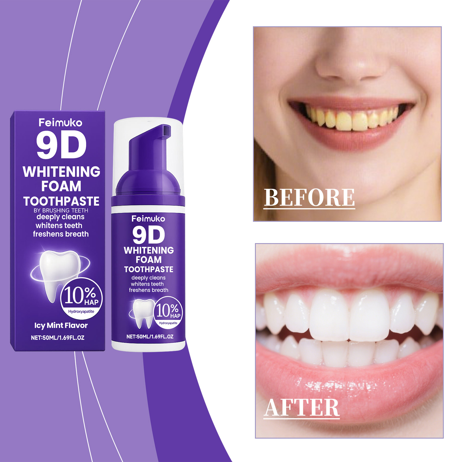 9D Purple Tooth Mousse WHITENI - огляд і ціна Purple Toning Shampoo