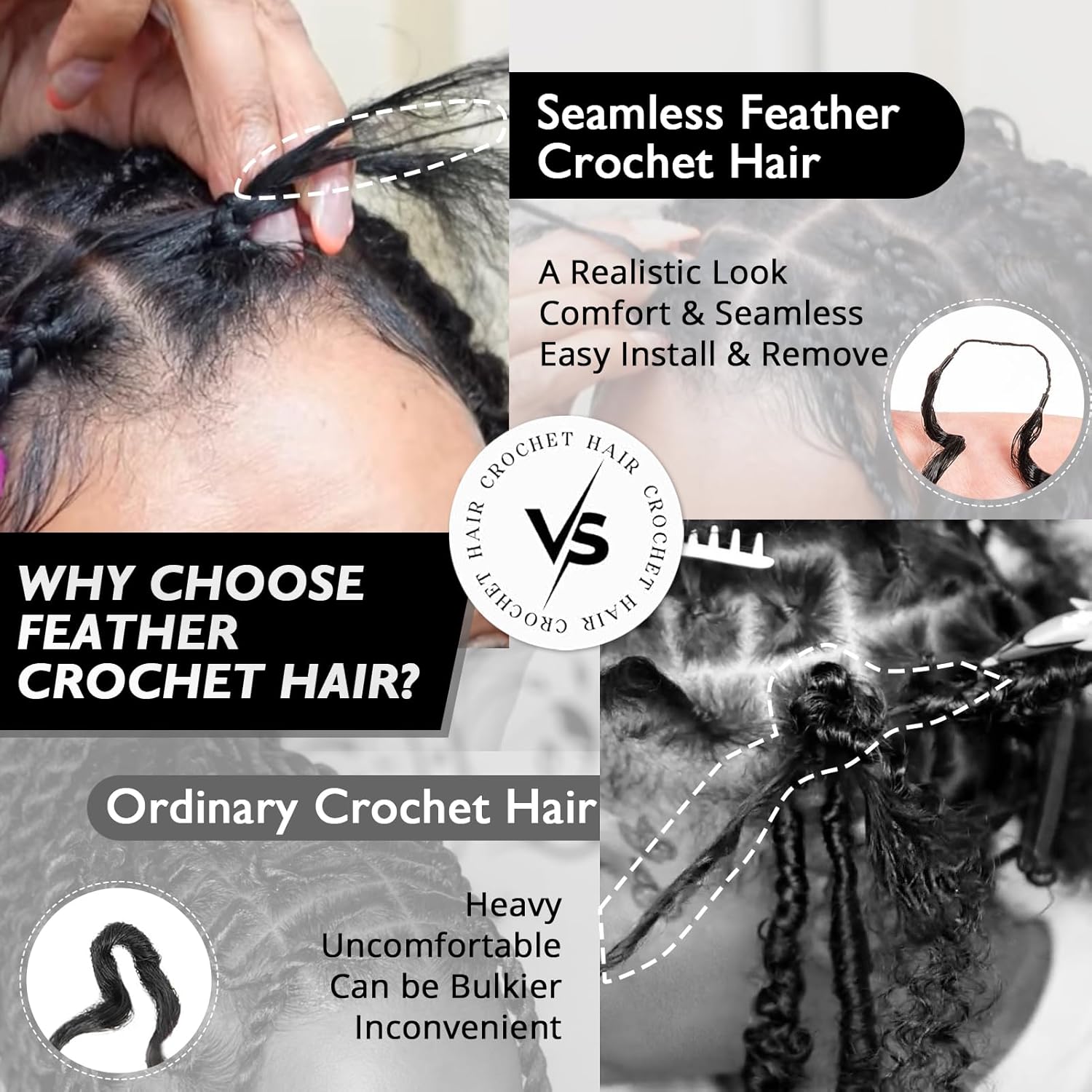 100% Human Hair Feather Croche - огляд і ціна Hair Care Color